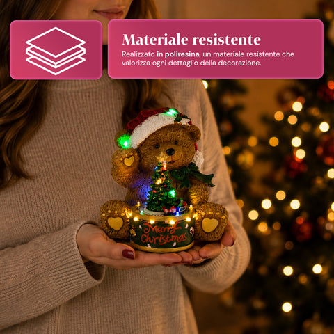 saint joy orsetto di natale luminoso con trenino rotante e carillon teddy xmas bear station decorazione natalizia led in poliresina 205 cm ean 8050043127662