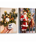 saint joy quadri natalizi con luci led in set da 2 30x40 cm babbo natale renne gnomo e alberi che si illuminano a batteria con interruttore ean 8056819082395