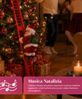 saint joy babbo natale sulla scala animato con musica decorazione h72 cm ean 8050043127938