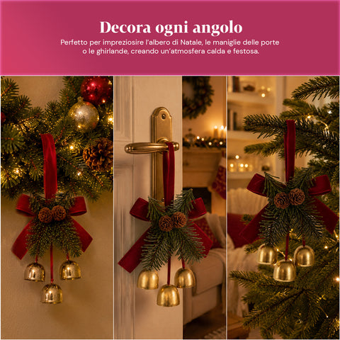 saint joy campanelle natalizie da appendere con rami di pino e fiocco 12x18 cm ean 8050043128294