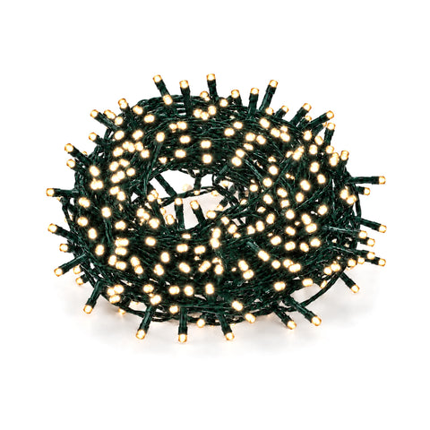 saint joy catena luminosa 180 led programmabile per interno esterno luci di natale con 8 giochi luce 7 colori disponibili cavo verde e trasformatore incluso ean 8056819081411