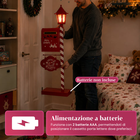 saint joy deerpost cassetta portalettere natalizia con lanterna led e sportello posteriore decorazione in metallo con cartello appeso alta 925 cm ean 8050043127815