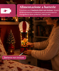 saint joy teddy skyfloat mongolfiera natalizia luminosa in metallo con orsetto luci led e funi dorate a batteria alta 37 cm con ghirlanda e agrifoglio ean 8050043127822