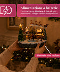 saint joy villaggio natalizio luminoso snowtime con pista di pattinaggio animata luci led e musica slitta di babbo natale polyresin 215x158x225 cm ean 8050043127723