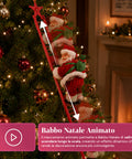 saint joy babbo natale sulla scala animato con musica decorazione h72 cm ean 8050043127938