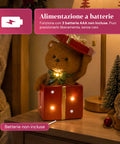 saint joy orsetto natalizio in poliresina con pacco regalo 2 varianti luci led puntuali alimentazione a batterie finiture curate base stabile ean 8050043127846