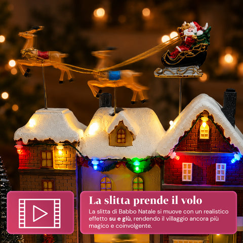 saint joy villaggio natalizio luminoso xmas town a batteria con luci led musica albero rotante trenino in movimento e slitta di babbo natale 27x25x34 cm ean 8050043127693