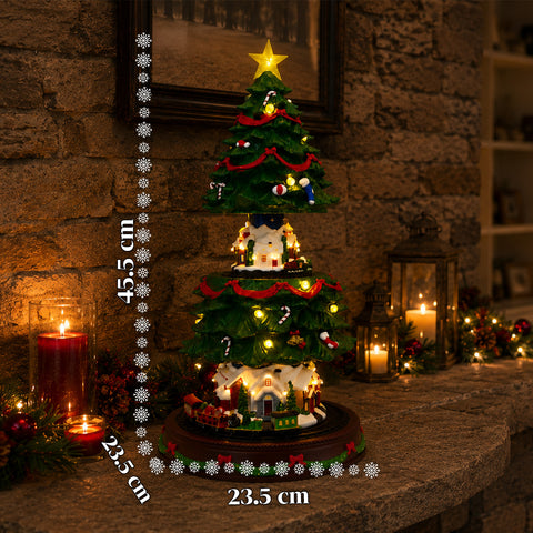 saint joy albero di natale luminoso spinpine 455 cm con villaggio e trenino rotante luci led bianco caldo musica natalizia alimentazione usb o a batterie ean 8050043127679