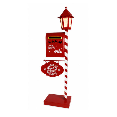saint joy deerpost cassetta portalettere natalizia con lanterna led e sportello posteriore decorazione in metallo con cartello appeso alta 925 cm ean 8050043127815
