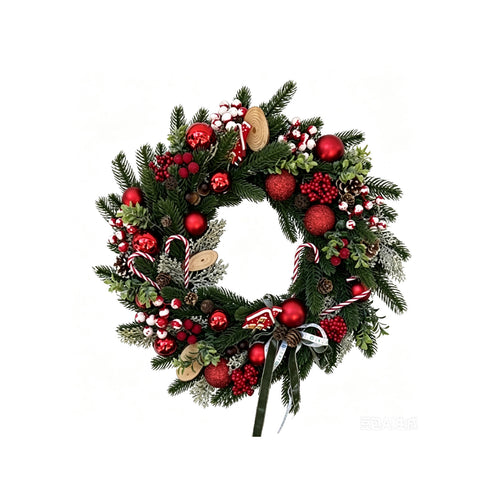 saint joy ghirlanda natalizia a55 cm con pigne e bacche rosse rami modellabili ean 8050043128508