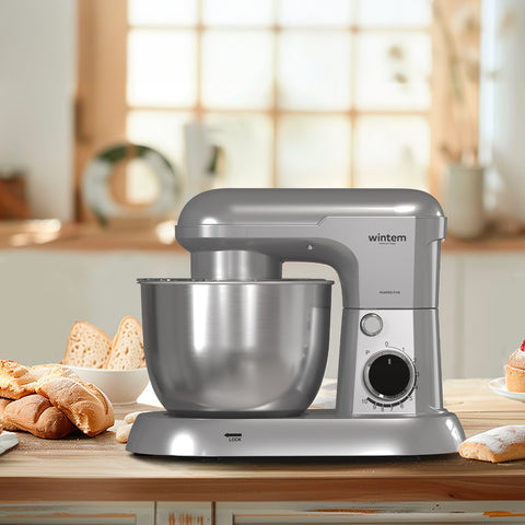Avilia Impastatrice Planetaria 1500W Ciotola Inox 5L 10 Velocità con Ricettario, Accessori e Funzione Pulse Silver Ean-8056819047578
