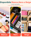Organizer cassetto disponibile in 3 colori: bianco, nero e beige, colore spedito in base alla disponibilità di magazzino