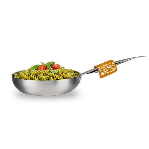 Σκεύος για ζυμαρικά Chef 32 cm – Φυσικό σατινέ αλουμίνιο – Full Induction
