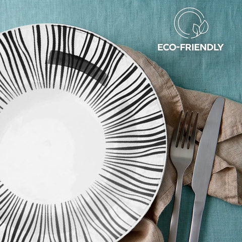 Avilia-Servizio Set 18 Piatti da Tavola in Porcellana Bianca Decorati Stile Union Moderni Ean-8056897153024
