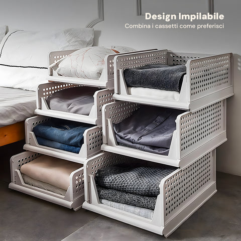 Avilia Set 3 Contenitori Cassetti Multiuso Portaoggetti Impilabili e Richiudibili i Ean 8056819050172