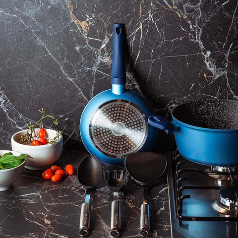 Avilia Padelle Antiaderenti Gaia Alluminio Blu con Fondo a Induzione Set 3 Pezzi con Manico Ergonomico Ean-8056819042856