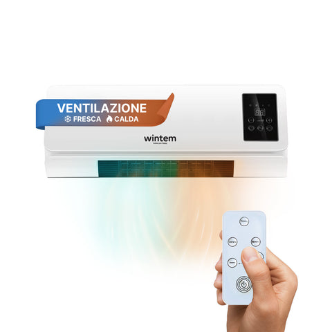 Ελαφρύ επιτοίχιο ηλεκτρικό αερόθερμο 2000W με τηλεχειριστήριο και χρονοδιακόπτη 6 ώρες