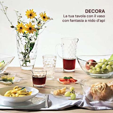 Vaso in Vetro Trasparente 30 cm con Design Nido d'Ape per Casa e Arredamento Ean-8025358206111