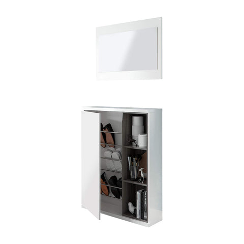 Παπουτσοθήκη με καθρέφτη Bianco 79x25x108cm