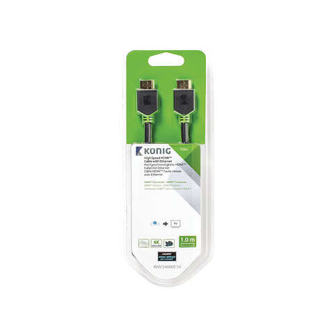 Μαύρο καλώδιο HDMI με Ethernet 1m
