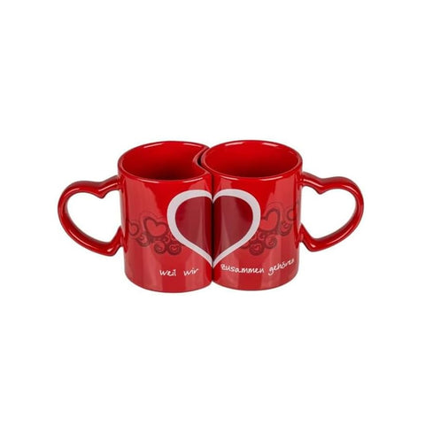 Σετ 2 κουπών Mug που κουμπώνουν μεταξύ τους, σε σχήμα καρδιάς, 8,3cm