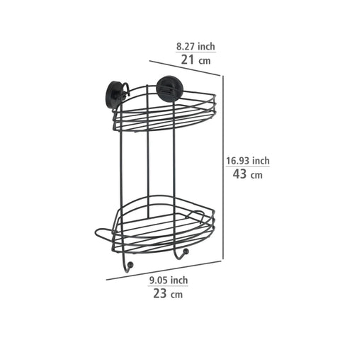 immagine-3-wenko-scaffale-ad-angolo-vacuum-loc-2-piani-nero-ean-4008838335192